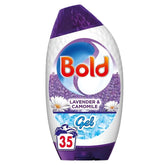 Bold - XL Lavender and Camomile Washing Liquid Gel, 1225ml, delivers up to 35 washes with floral scent, effective stain removal, and a purple cap—your ideal choice for lavender-scented laundry.